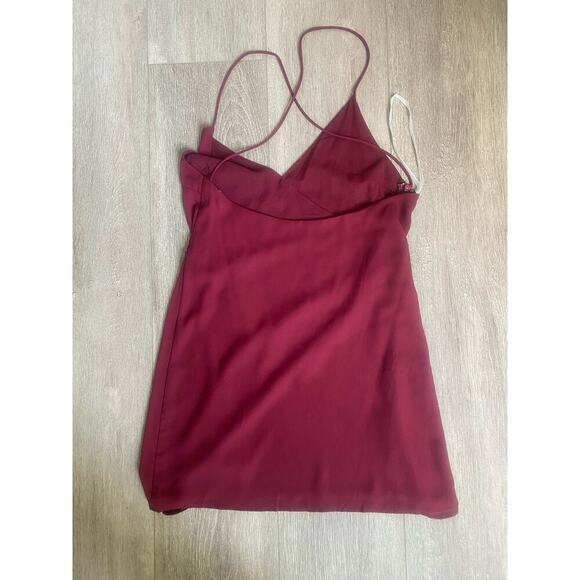 NWOT Maroon Faux Wrap Mini Dress Size‎ Small - Picture 2 of 5